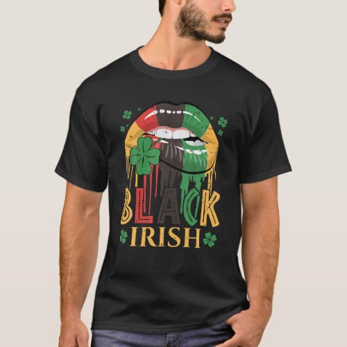 Black Irish Dripping Lips African American St Patr T_Shirt