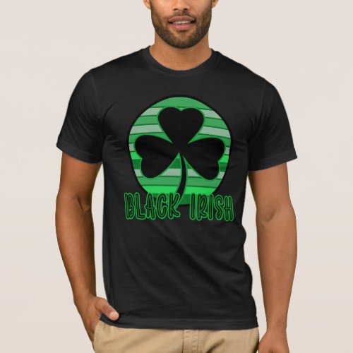 BLACK IRISH Gradient and Shamrock St Patricks Day T_Shirt