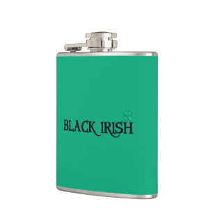 Black Irish green w clover wrapped flask