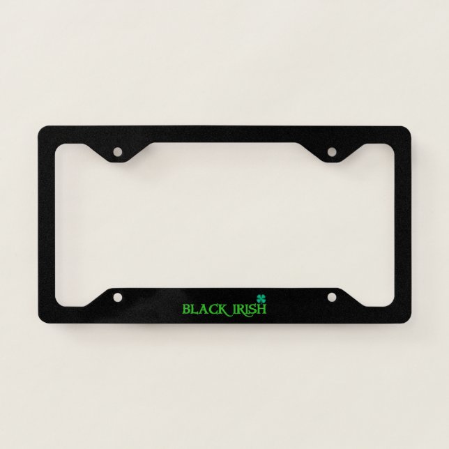 Black Irish grn w clover blk license plate frame B (Front)