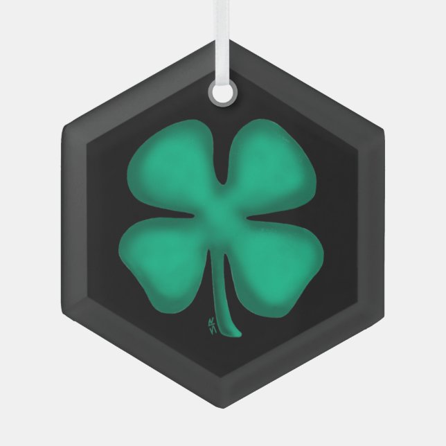Black Irish hexagon glass ornament (Front)