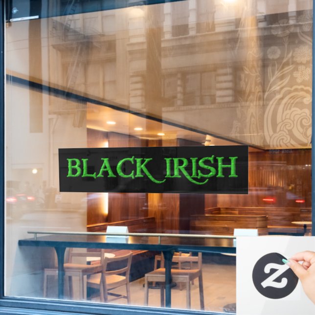Black Irish large green black window cling (Cafe Window)