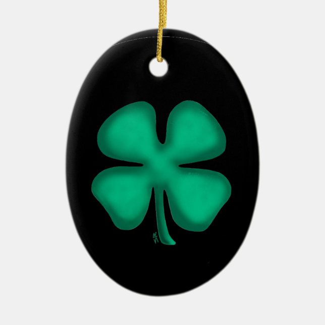 Black Irish oval ceramic ornament (Front)