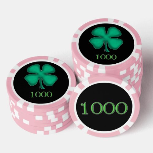 Black Irish pink 1000 striped poker chip