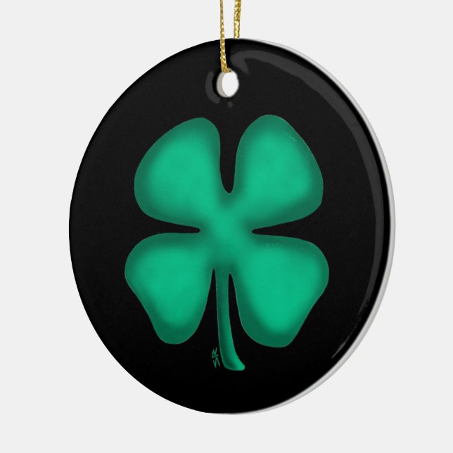 Black Irish round ceramic ornament (Left)