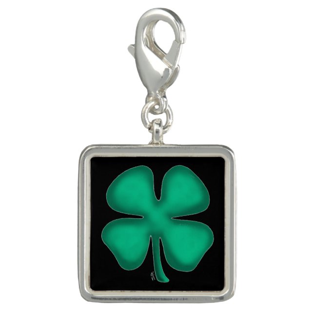 Black Irish silver square charm (Front)