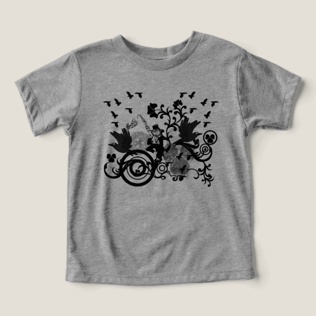 Black Irish Swirls and Leprechauns Toddler T-shirt (Design Front)
