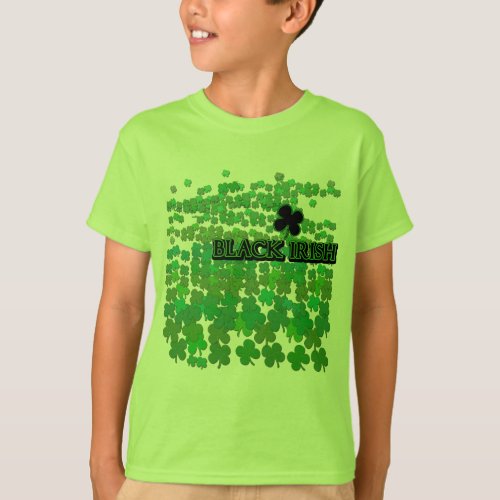 Black Irish Tons of Shamrocks T_Shirt