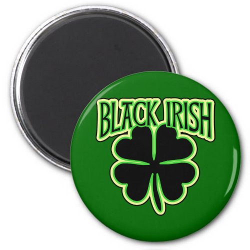 Black Irish with Large Shamrock in Black Magnet