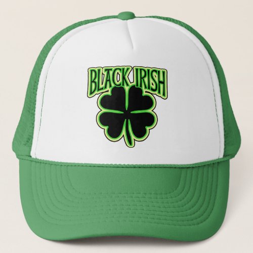 Black Irish with Large Shamrock in Black Trucker Hat