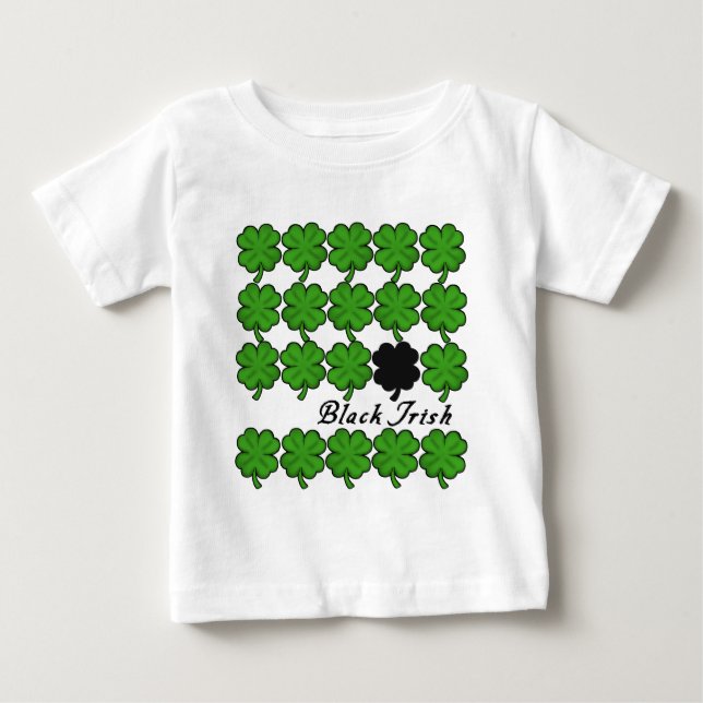 Black Irish With Lots of Shamrocks Baby T-Shirt (Front)