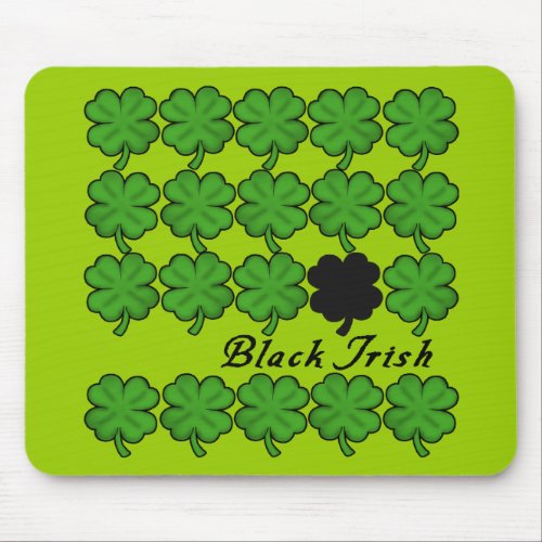 Black Irish With Lots of Shamrocks Mouse Pad