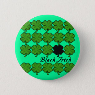 Black Irish With Lots of Shamrocks Pinback Button