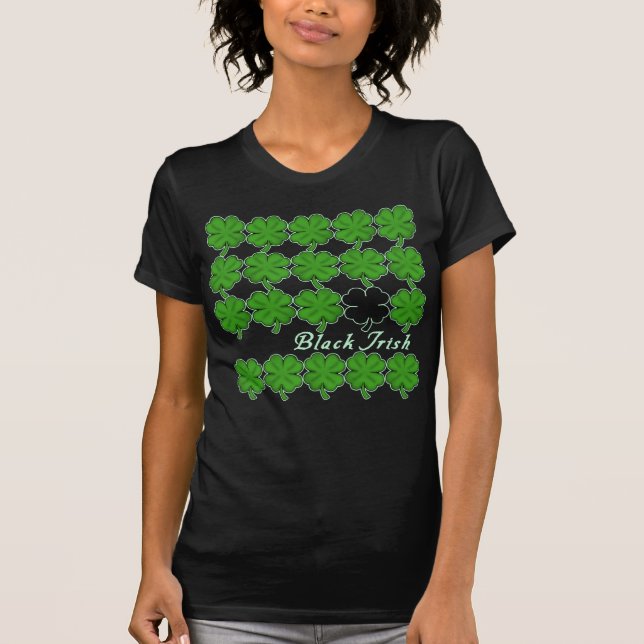 Black Irish With Lots of Shamrocks T-Shirt (Front)