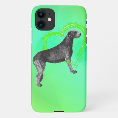 Black Irish Wolfhound with green heart Case_Mate i iPhone 11 Case