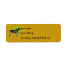 Black Irish Wolfhound with Green Heart Label