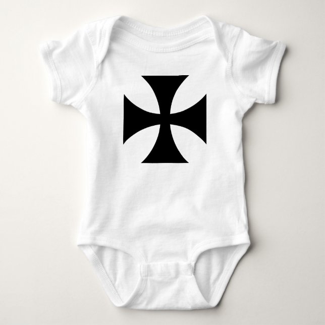 Black iron cross baby bodysuit (Front)