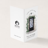 Black Iron Watercolor Front Door Photo & Services Business Card (Outside)