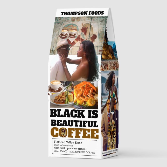 BLACK IS BEAUTIFUL , 12oz Bag, Dark Roast, Flath Roasted Coffee (Front)
