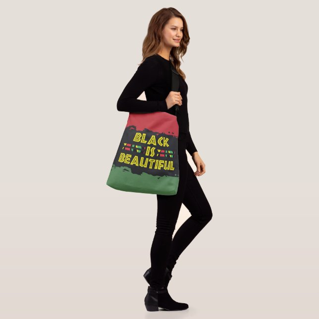 Black Is Beautiful African Theme Africa Black Crossbody Bag (On Model)