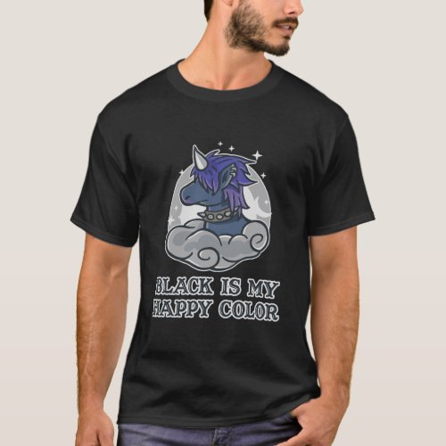 Black Is My Happy Color Kawaii Pastel Goth Gothic  T_Shirt