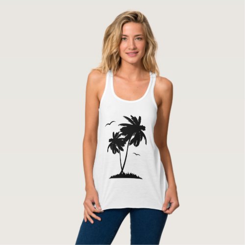 Black Island Palm Tree Silhouette   Tank Top