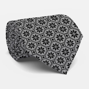 Black Isolated lace cross-stitch fabric texture Neck Tie