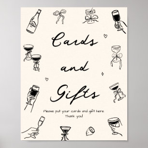 Black Italian Bridal Shower Cards and Gifts Poster