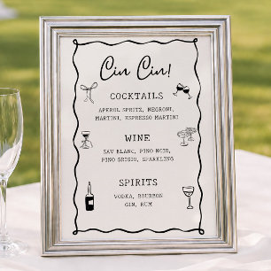 Black Italian Bridal Shower Cin Cin Bar Poster