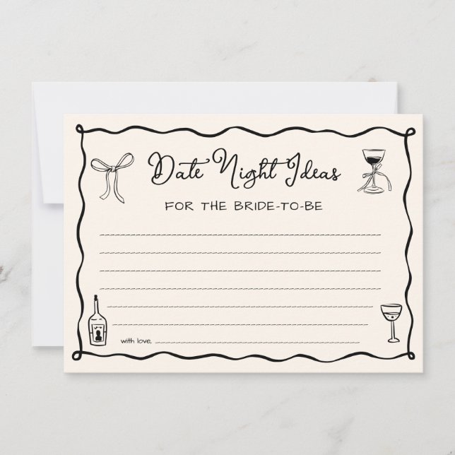 Black Italian Bridal Shower Date Night Ideas Card (Front)
