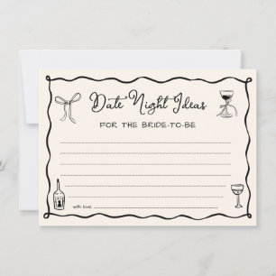 Black Italian Bridal Shower Date Night Ideas Card