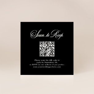 Black Italian Elegance RSVP with QR Code Enclosure Card