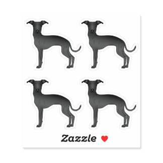 Black Italian Greyhound Cartoon Dog Illustrations Sticker