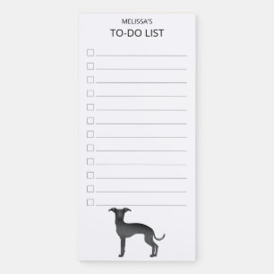 Black Italian Greyhound Cartoon Dog To-Do List Magnetic Notepad