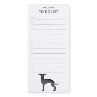 Black Italian Greyhound Cartoon Dog To-Do List Magnetic Notepad