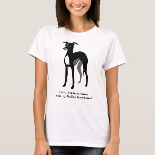 Black Italian Greyhound Custom Text T_Shirt