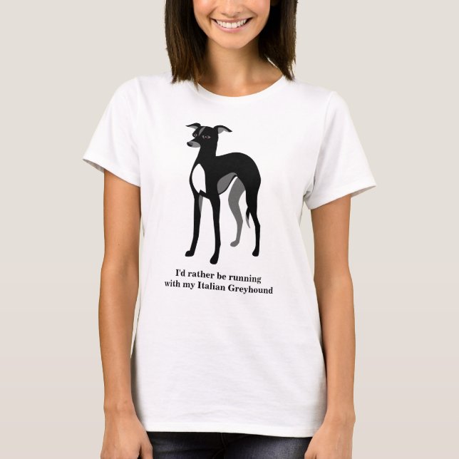 Black Italian Greyhound Custom Text T-Shirt (Front)