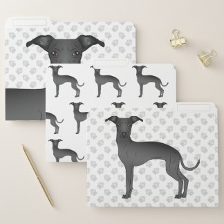 Black Italian Greyhound Cute Cartoon Dog File Folder