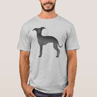Black Italian Greyhound Cute Cartoon Dog T-Shirt