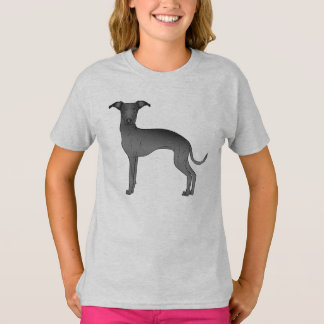 Black Italian Greyhound Cute Cartoon Dog T-Shirt