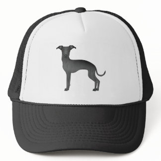 Black Italian Greyhound Cute Cartoon Dog Trucker Hat