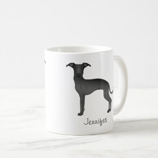 Black Italian Greyhound Cute Cartoon Dog With Name Coffee Mug