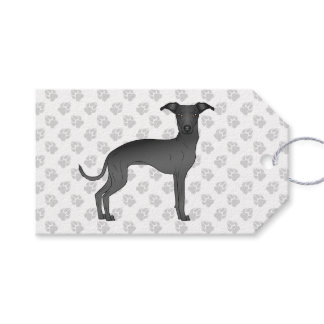 Black Italian Greyhound Cute Cartoon Dog With Paws Gift Tags