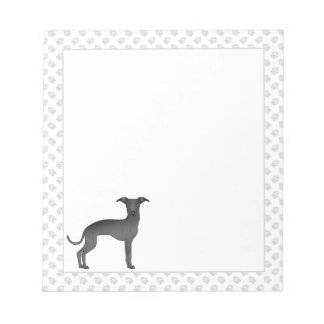 Black Italian Greyhound Cute Cartoon Dog With Paws Notepad