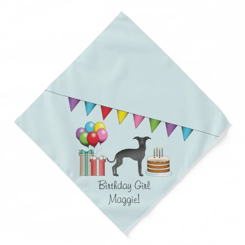 Black Italian Greyhound Cute Dog Colorful Birthday Bandana