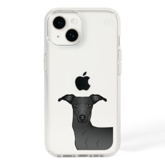 Black Italian Greyhound Cute Dog Head Illustration Speck iPhone 14 Case