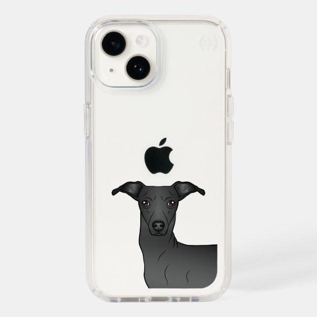 Black Italian Greyhound Cute Dog Head Illustration Speck iPhone Case (Front)