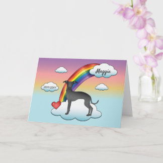 Black Italian Greyhound Cute Dog Rainbow Memorial Card