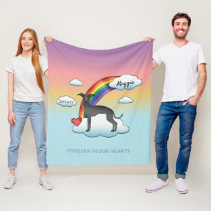 Black Italian Greyhound Cute Dog Rainbow Memorial Fleece Blanket