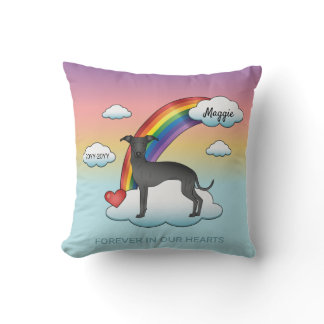Black Italian Greyhound Cute Dog Rainbow Memorial Throw Pillow